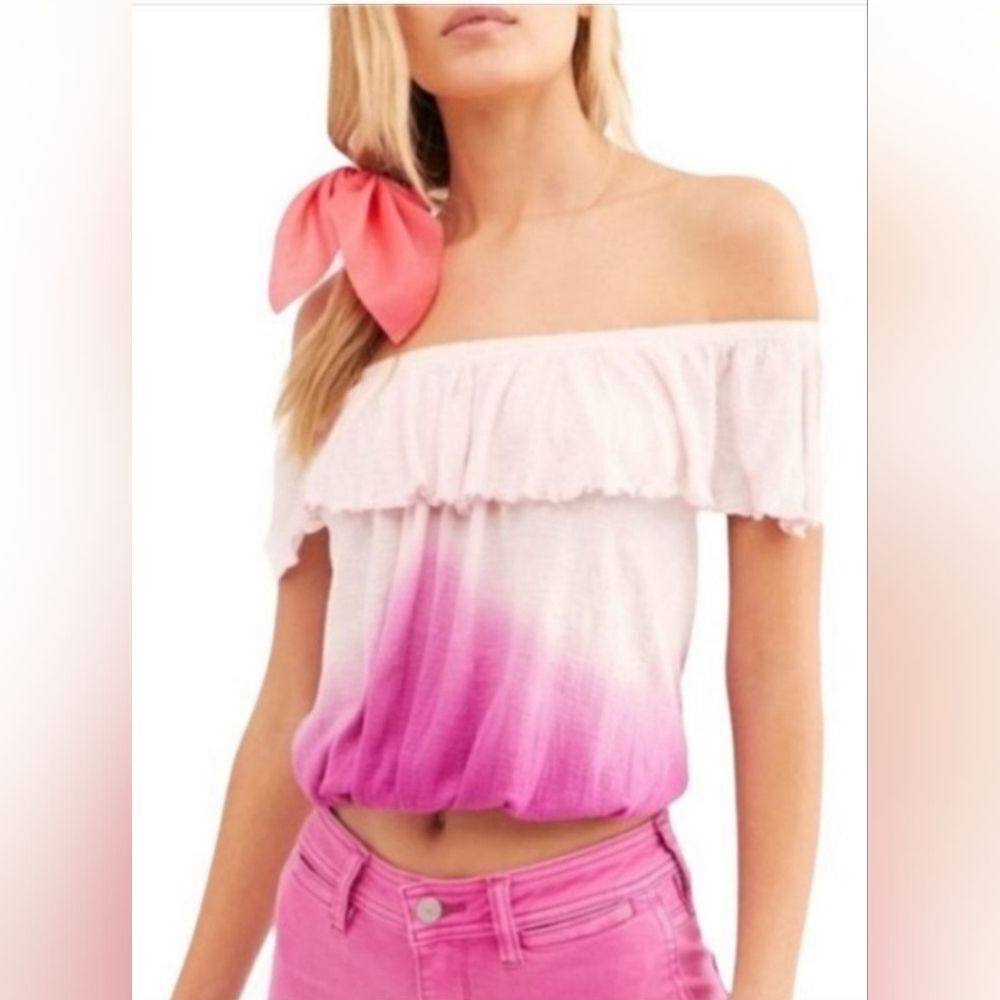 Free People Ombre Cora Lee Off-the-shoulder Top Size Small